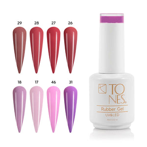 Rubber Base Gel Kit - Majestic Mauves (8 Colors x 15 ml)