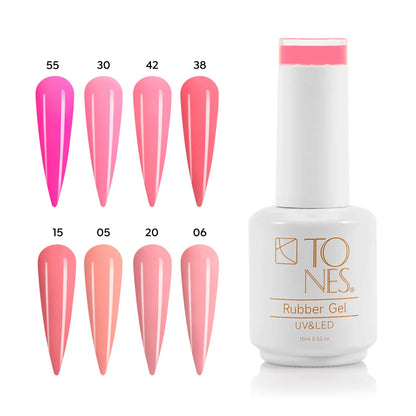 Rubber Base Gel Kit - Pretty In Pink (8 Colors x 15 ml)
